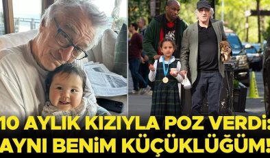 Onu anlatırken gözleri dolup ağlıyor… Robert De Niro 10 aylık kızıyla poz verdi: Aynı benim küçüklüğüm!