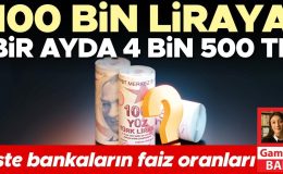 100 bin liraya bir ayda 4 bin 500 TL